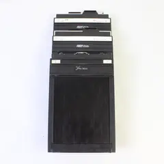 Lot Of 3 Used Vintage Fidelity And Lisco 4X5 Film Holders Black Plastic 