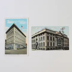 Lot Of 2 Portland Oregon Temple Litho Postcards Scottish Rite Temple Elks 