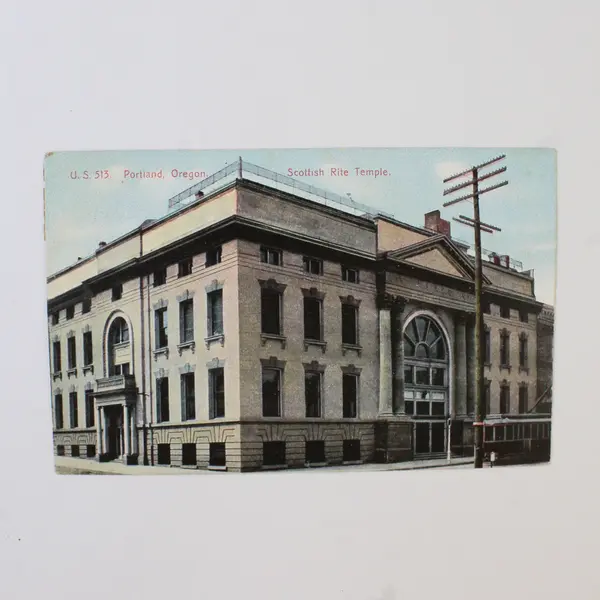 Lot Of 2 Portland Oregon Temple Litho Postcards Scottish Rite Temple Elks 