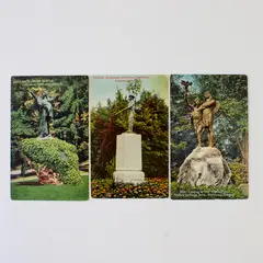 Lot Of 3 Vintage Portland Oregon Park Statue Color Lithograph Postcards 