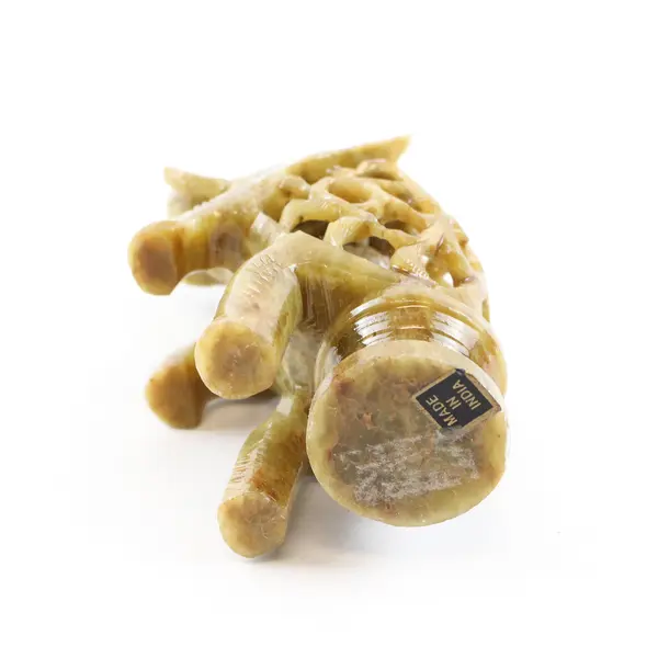 Handmade Jaali Carved Soap Stone Elephant Sitting On Stool Figurine India Made