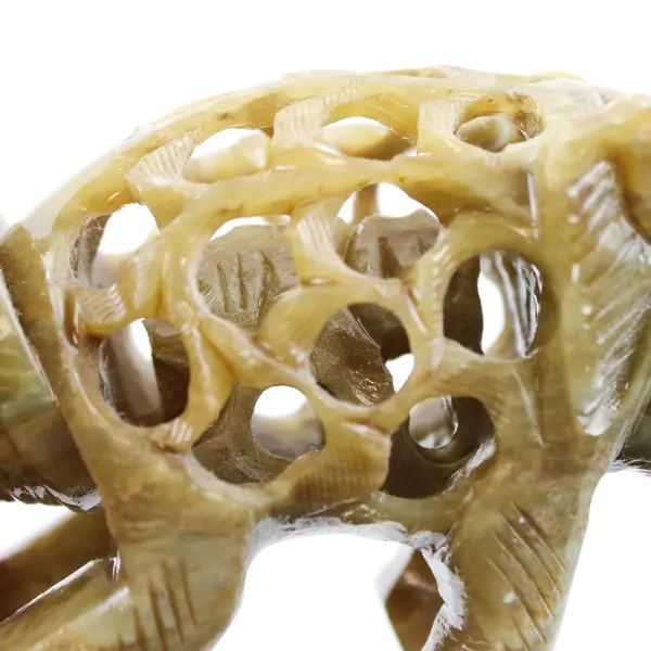 Handmade Jaali Carved Soap Stone Elephant Sitting On Stool Figurine India Made