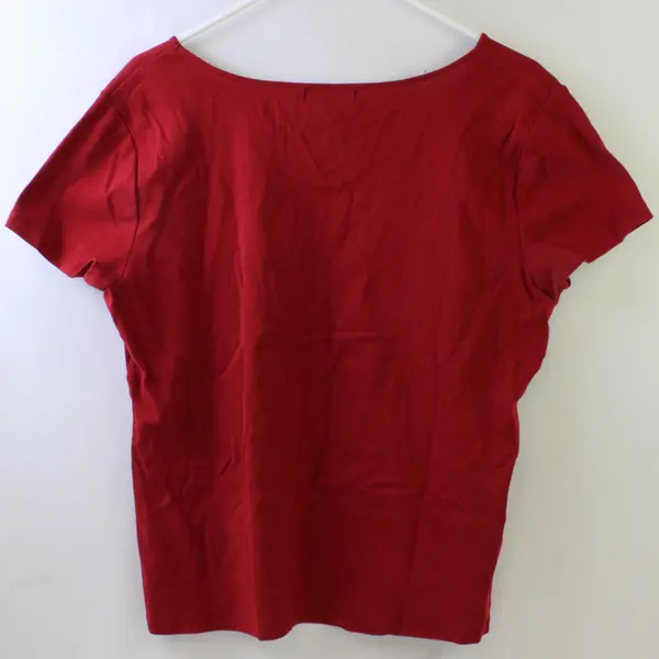 Chaps Women's XL Deep Red 100% Cotton Bead Embellished Neck T-Shirt