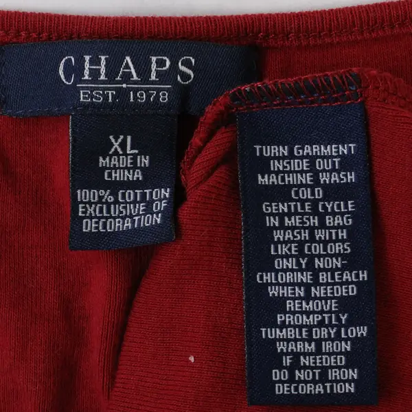 Chaps Women's XL Deep Red 100% Cotton Bead Embellished Neck T-Shirt