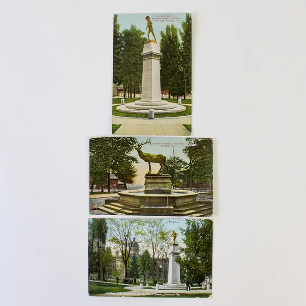 Lot Of 3 Vintage Portland Oregon Statue Postcards Thomson Elk Soldiers 1910