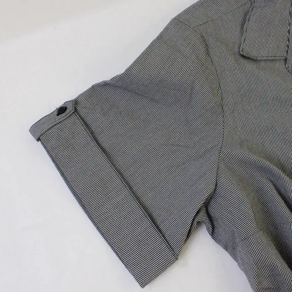 George Women's 2X Plus B&W Gingham Collared Button Up Short Sleeve Blouse