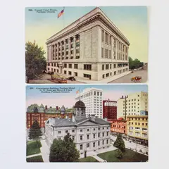Lot Of 2 Vintage Downtown Portland Oregon Color Postcards 1910s 