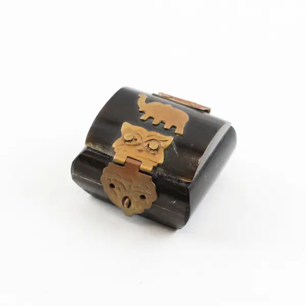 Handmade Black Elephant Miniature Trinket/Jewelry Box W/ Hinge Lid India Made