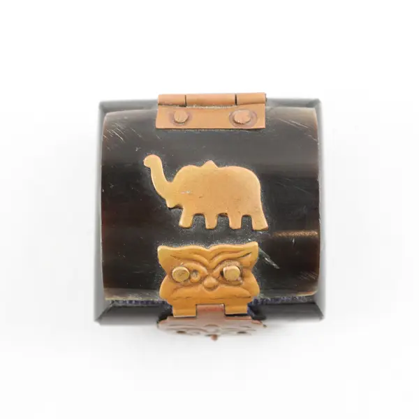 Handmade Black Elephant Miniature Trinket/Jewelry Box W/ Hinge Lid India Made