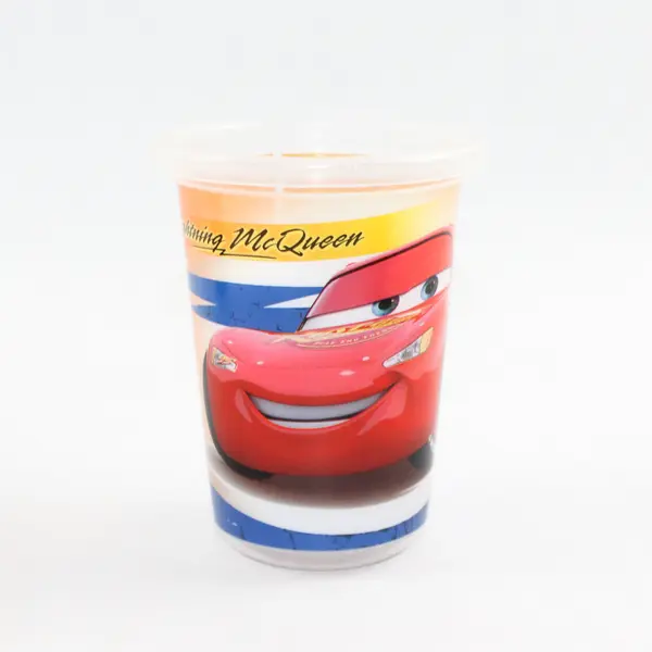 Lot of 4 Kids Character Plastic Cups - Spider-Man Elmo Dino Lightning McQueen