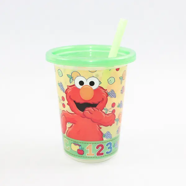 Lot of 4 Kids Character Plastic Cups - Spider-Man Elmo Dino Lightning McQueen