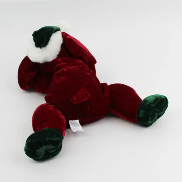  MTY Burgundy Dog Plush with Green Velvet Santa Cap