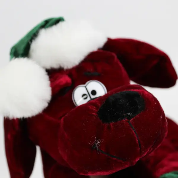  MTY Burgundy Dog Plush with Green Velvet Santa Cap