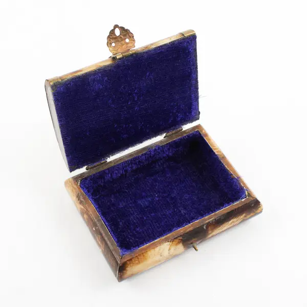 Handmade Brown/White Camel Bone/Brass Elephant Trinket Box W/ Lid Made In India