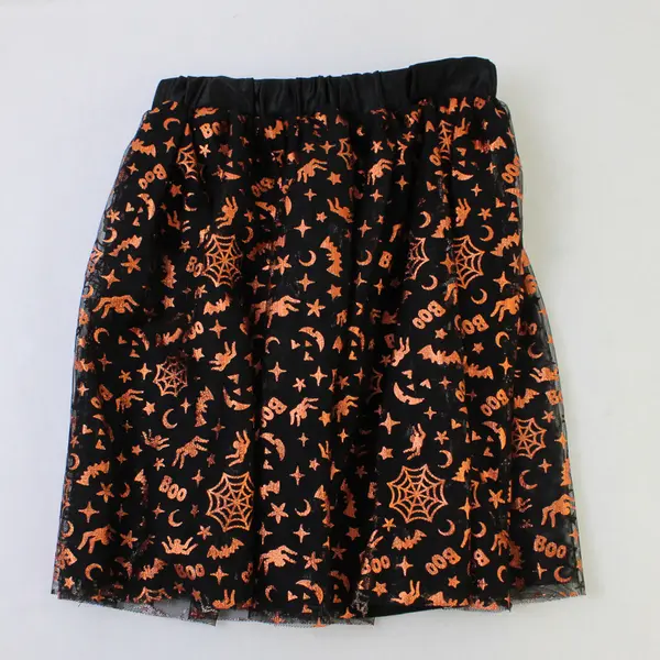 Wonder Nation Orange and Black Sparkly Halloween Tutu Skirt Girls' Medium 7-8