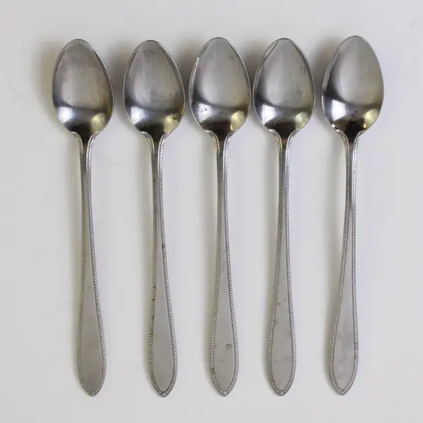 Lot of 5 Interpur Flatware INR5 Pattern Stainless Iced Tea Spoons 7.5" Good