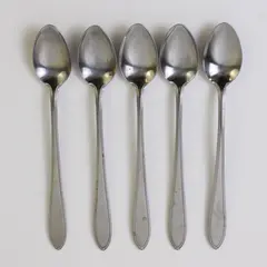 Lot of 5 Interpur Flatware INR5 Pattern Stainless Iced Tea Spoons 7.5" Good