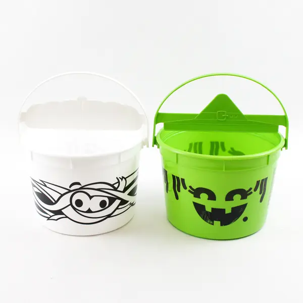 Lot of 2 McDonald's Boo Buckets Green Witch & White Mummy