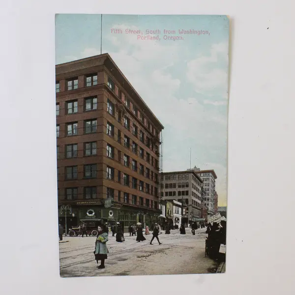 Fifth Street South From Washington Portland Oregon Color Litho Postcard Ca 1910