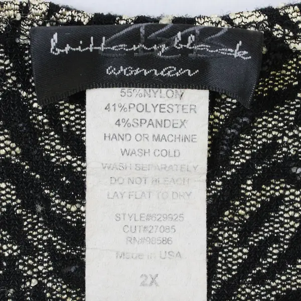 Y2K Brittany Black Women's 2X Gold Tiger Stripe 1/2 Sleeve Stretch Blouse