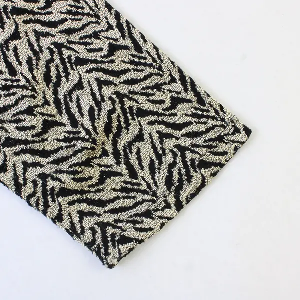 Y2K Brittany Black Women's 2X Gold Tiger Stripe 1/2 Sleeve Stretch Blouse