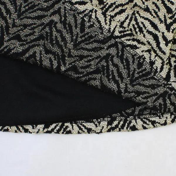 Y2K Brittany Black Women's 2X Gold Tiger Stripe 1/2 Sleeve Stretch Blouse