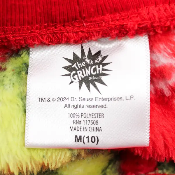 Hybrid Promotions The Grinch Fuzzy Red Pajama Pants Youth Medium