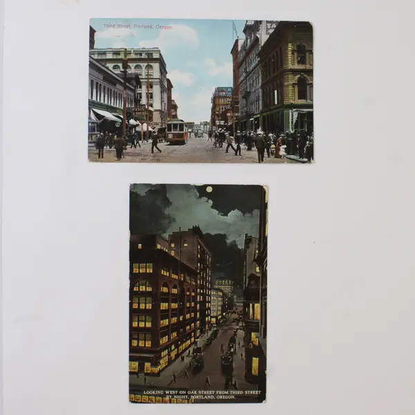 Lot Of 2 Third Street Downtown Portland Oregon Color Litho Postcards 1910s
