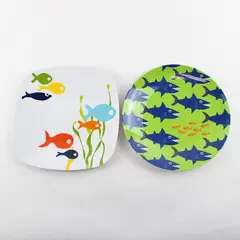 Lot of 2 Children's Plates Kids 8.5" Shark & Fish Dinner Plates