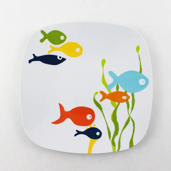 Lot of 2 Children's Plates Kids 8.5" Shark & Fish Dinner Plates