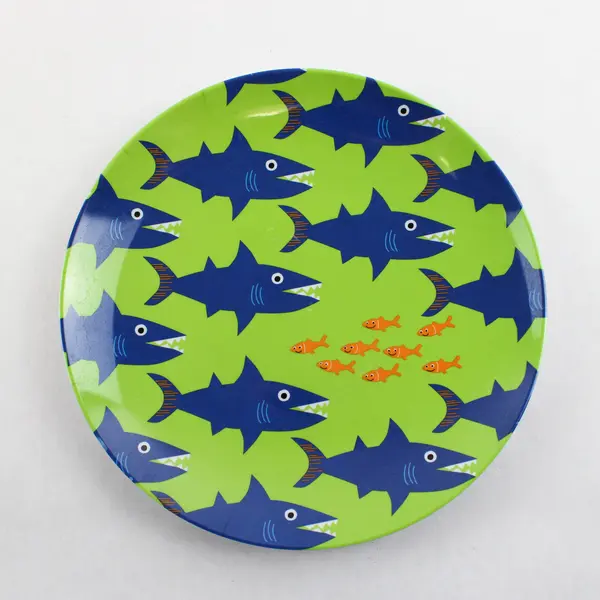Lot of 2 Children's Plates Kids 8.5" Shark & Fish Dinner Plates