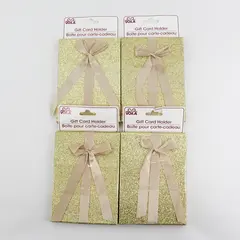  4 Greenbrier International  Gold Glitter Gift Card Holder/Boxes W Bows 6"x4.5"