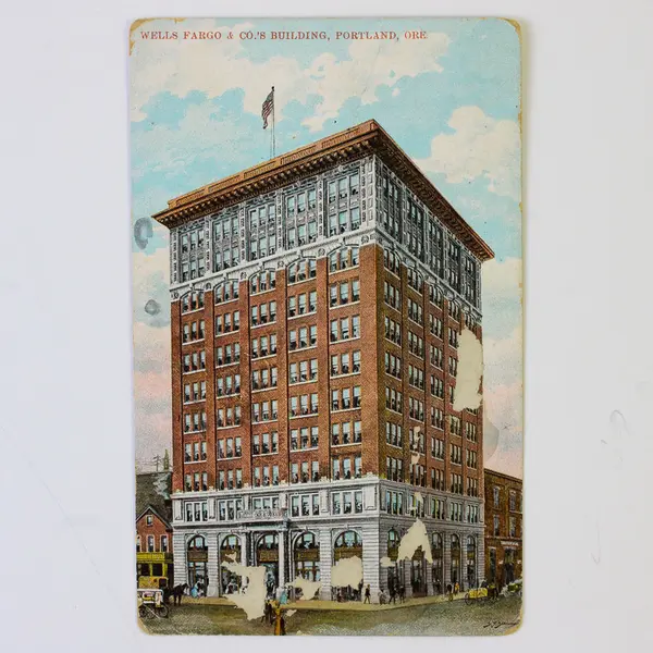 Lot Of 2 Wells Fargo Building Portland Oregon Color Litho Postcards 1910s