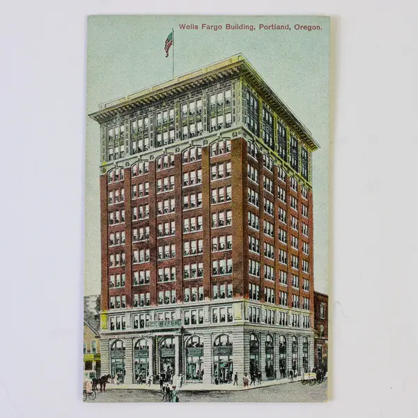 Lot Of 2 Wells Fargo Building Portland Oregon Color Litho Postcards 1910s