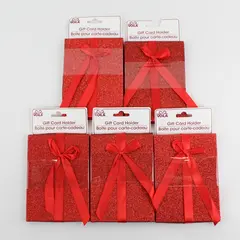  5 Greenbrier International  Red Glitter Gift Card Holder/Boxes W Bows 6" x 4.5"