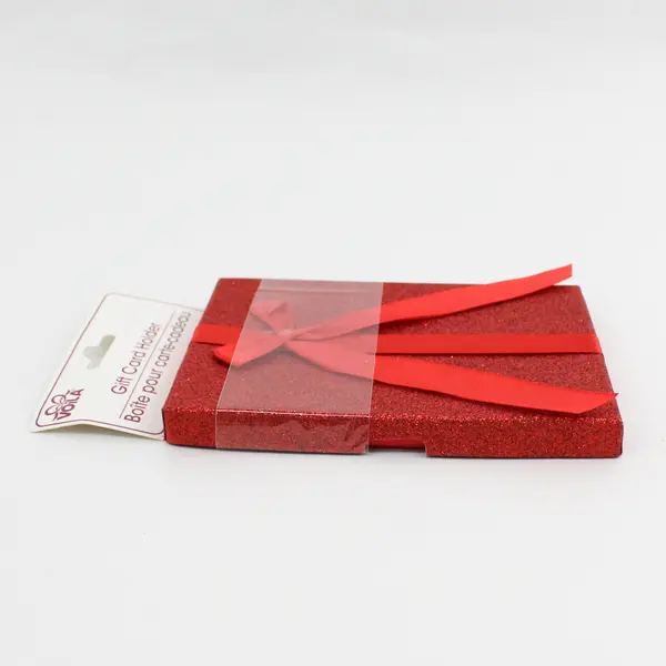  5 Greenbrier International  Red Glitter Gift Card Holder/Boxes W Bows 6" x 4.5"