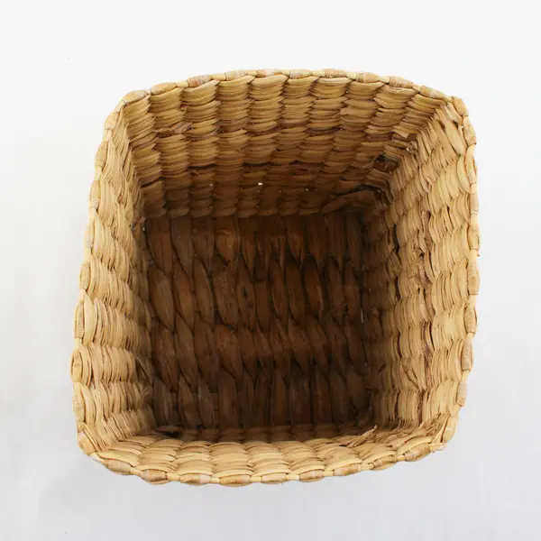 Handwoven Small Square Natural Grass Basket 6in Rustic Storage Decor
