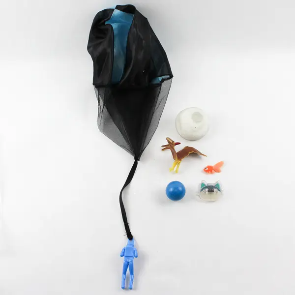 Lot of 6 Small Toys Mixed Lot  Parachute Guy-Stress Ball- Etc...