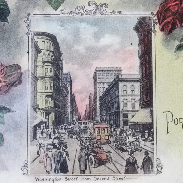 Rose Carnival Greetings Washington Street Portland Oregon Litho Postcard 1910s