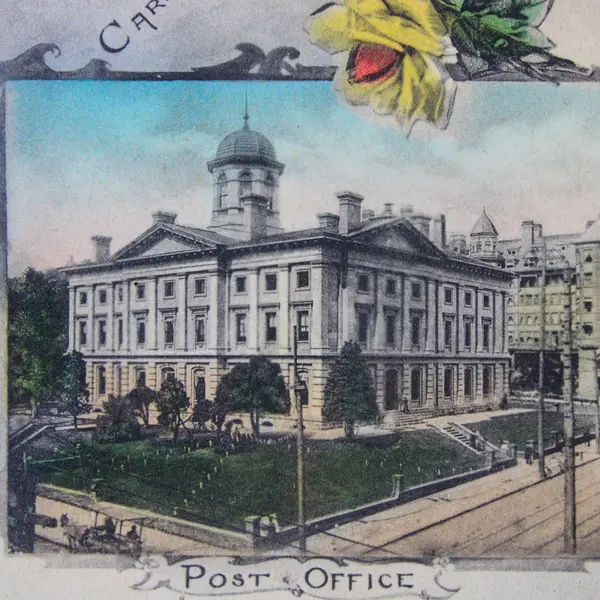 Rose Carnival Greetings Post Office Portland Oregon Litho Postcard 1910s