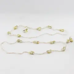 Lot of 2 Green and White Cowrie Mini Conch Beaded Seashell Necklaces 19"