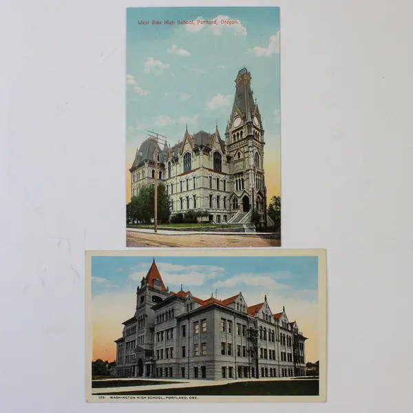 Lot Of 2 Portland Oregon High School Litho Postcards Washington West Side