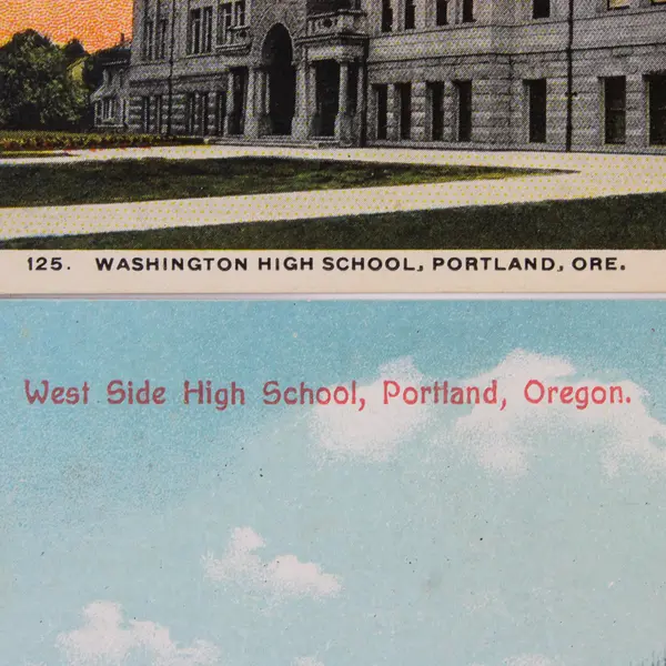 Lot Of 2 Portland Oregon High School Litho Postcards Washington West Side
