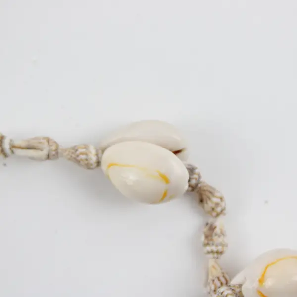 Lot of 2 Beige Brown & White Cowrie Mini Conch Beaded Shell Necklaces 17" & 19"