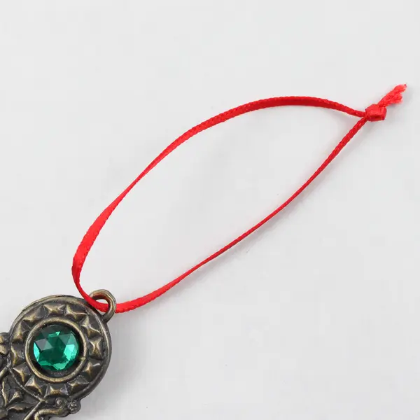 Unbranded Red/Green Bedazzled Metal Cross Hanging Ornament 4.75" x 3.25"