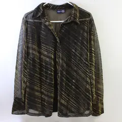 Vtg Venezia Jeans Women's 22-24 Gold & Black Sheer Metallic Long Sleeve Blouse