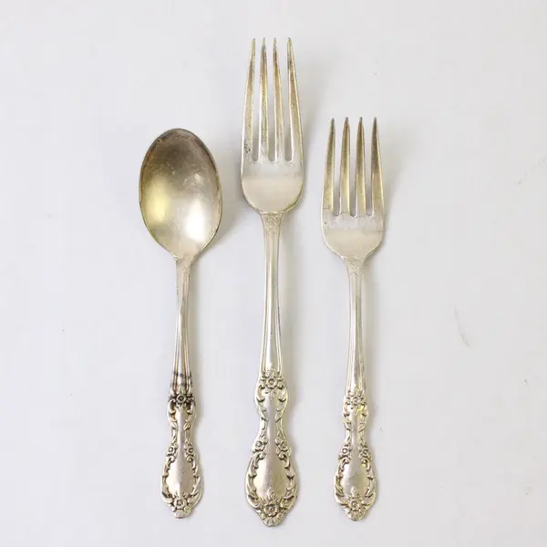 3 Wm Rogers MFG Co Extra Plate Original Rogers Lot Dinner & Salad Fork Teaspoon