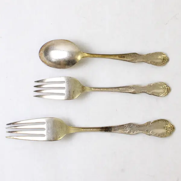 3 Wm Rogers MFG Co Extra Plate Original Rogers Lot Dinner & Salad Fork Teaspoon