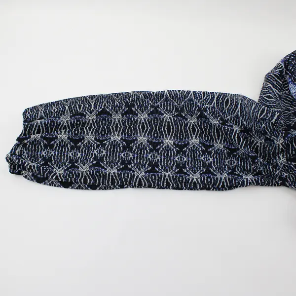 Alfani Blue and White Bedazzled Long-Sleeved Top Women's Medium