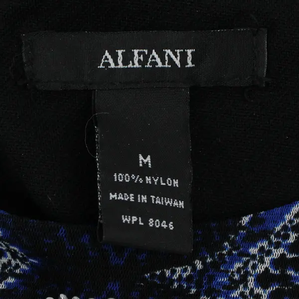 Alfani Blue and White Bedazzled Long-Sleeved Top Women's Medium